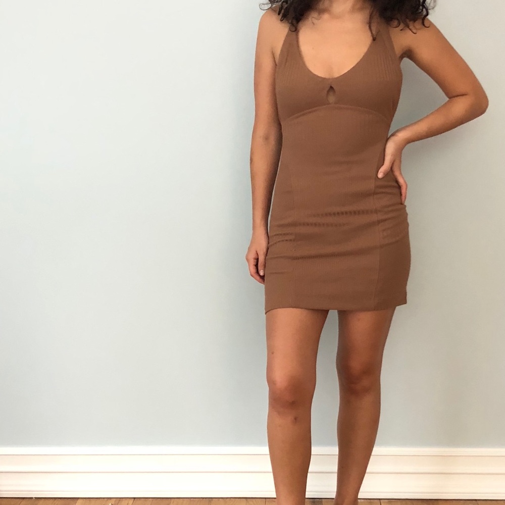Free People tan bodycon dress